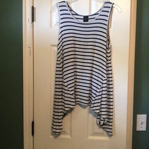 Navy Blue and White Striped Tank Top